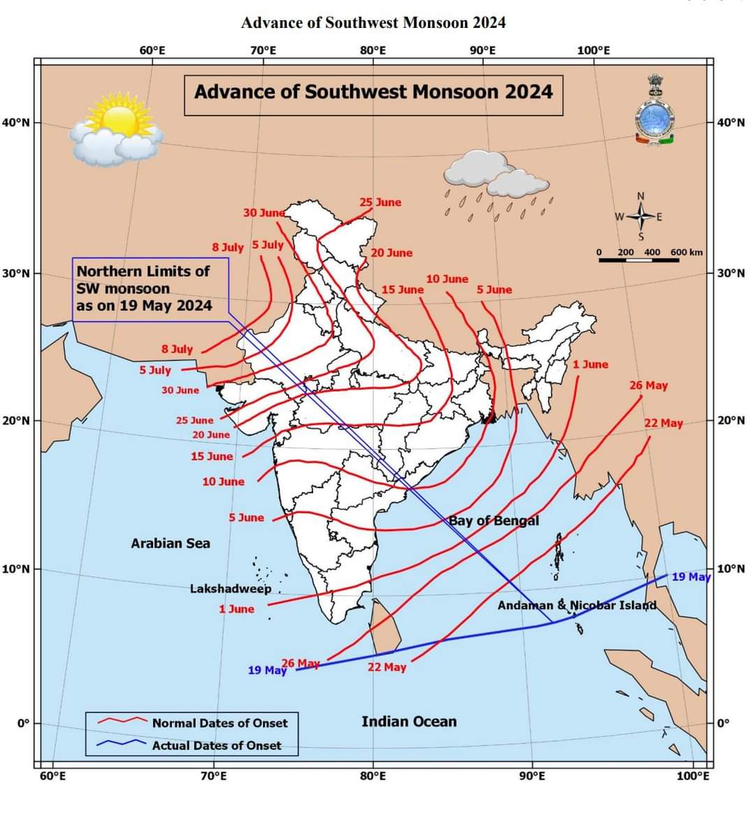 Southwest Monsoon Onset on 19th May 2024